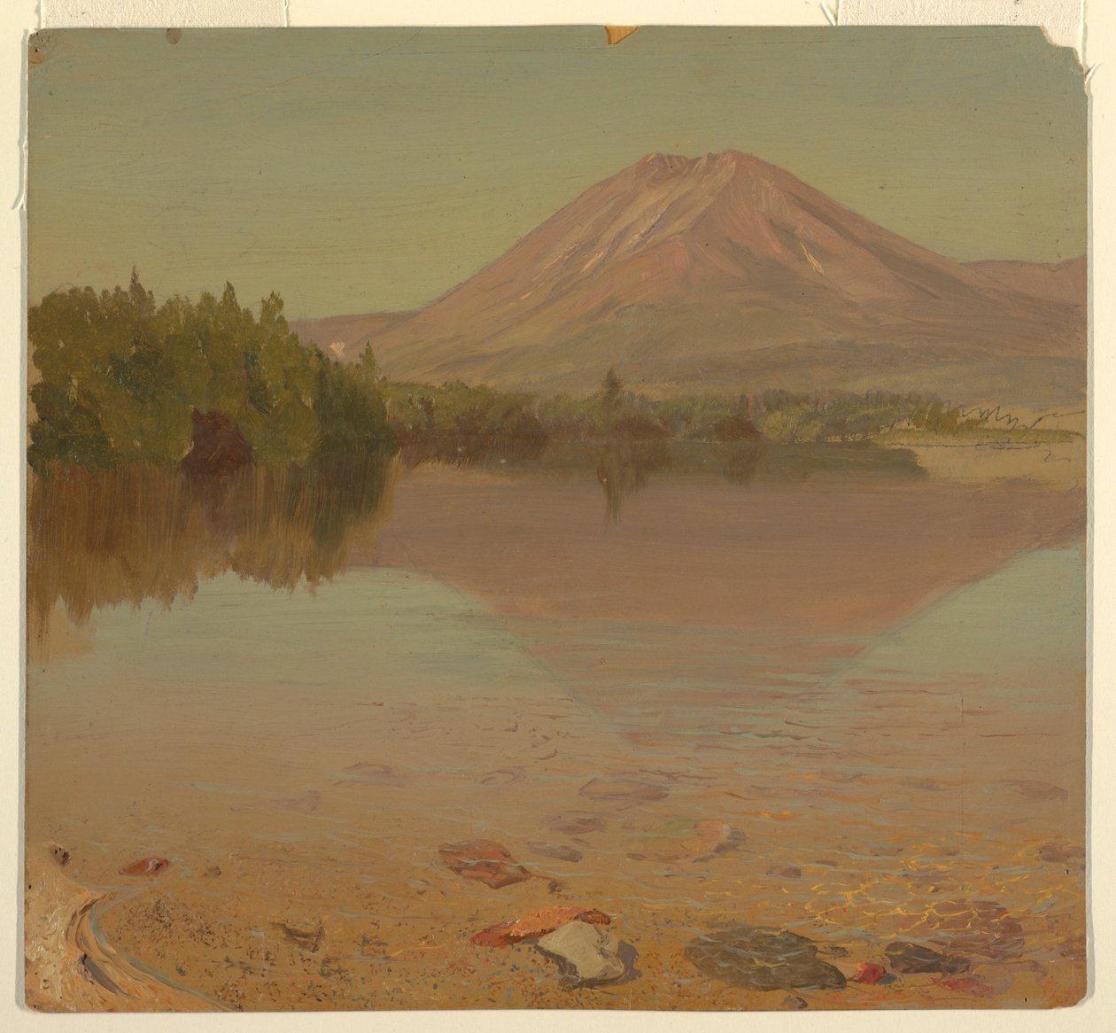 Dibujo, Monte Katahdin desde el lago Katahdin, posiblemente 1870 de Frederic Edwin Church