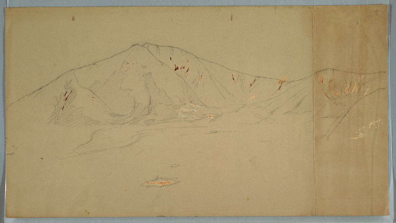 Dibujo, Monte Katahdin desde el sureste; reverso: Monte Katadhin, 1876-78 de Frederic Edwin Church