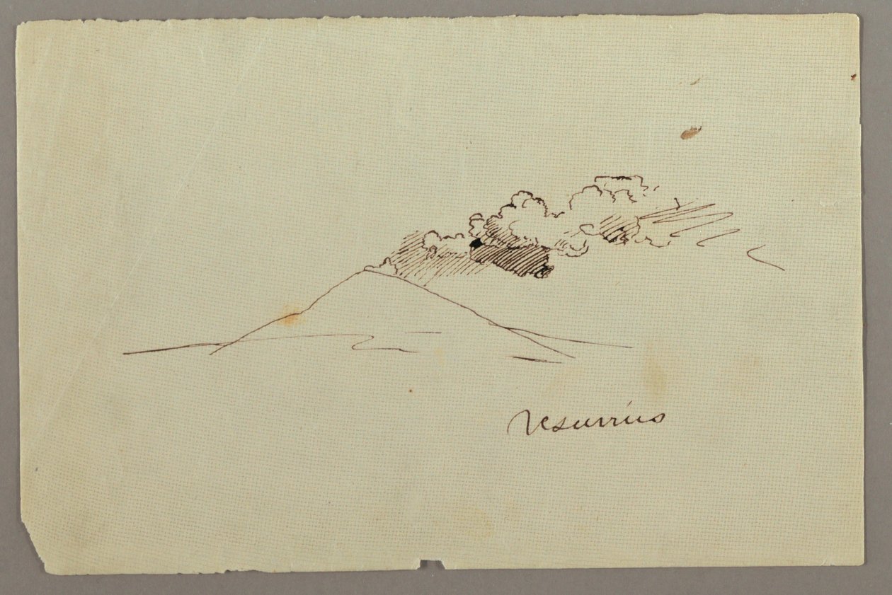 Dibujo, Monte Vesubio con humo, posiblemente 1868-69 de Frederic Edwin Church