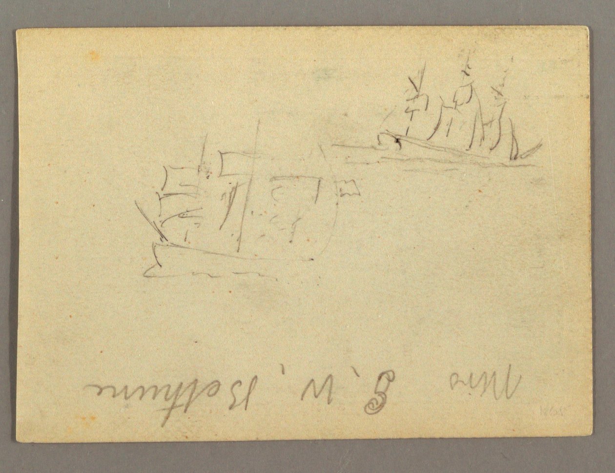 Dibujo, Nombre escrito, Veleros, posiblemente 1868 de Frederic Edwin Church