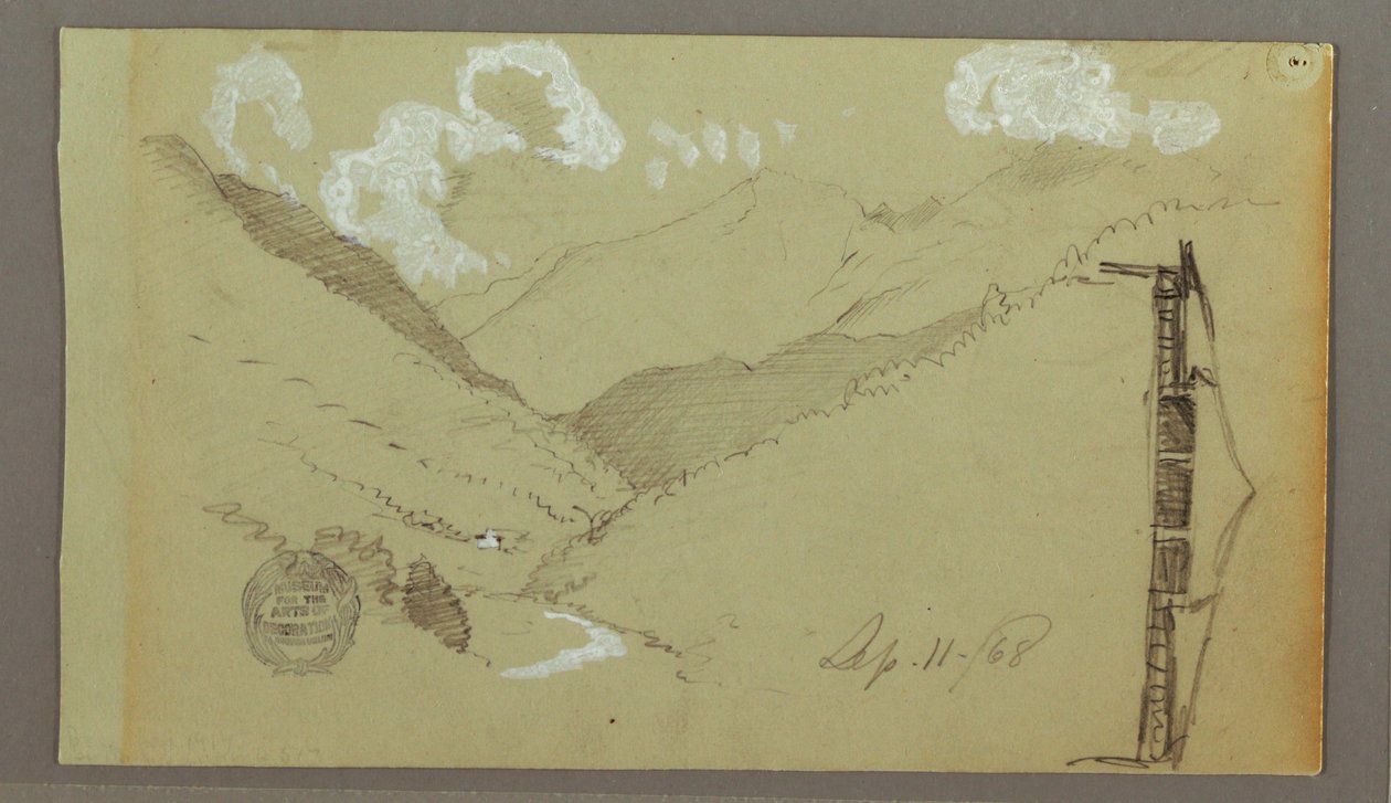 Dibujo, Valle Estrecho, Edificio, 11 de septiembre de 1803 de Frederic Edwin Church