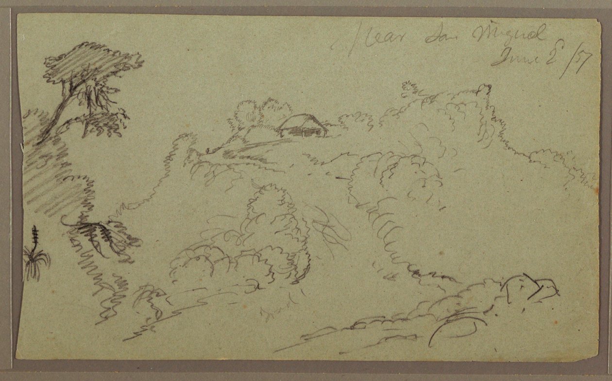 Dibujo, cerca de San Miguel, Ecuador; reverso: Boceto inacabado de una montaña, 2 de junio de 1857. de Frederic Edwin Church