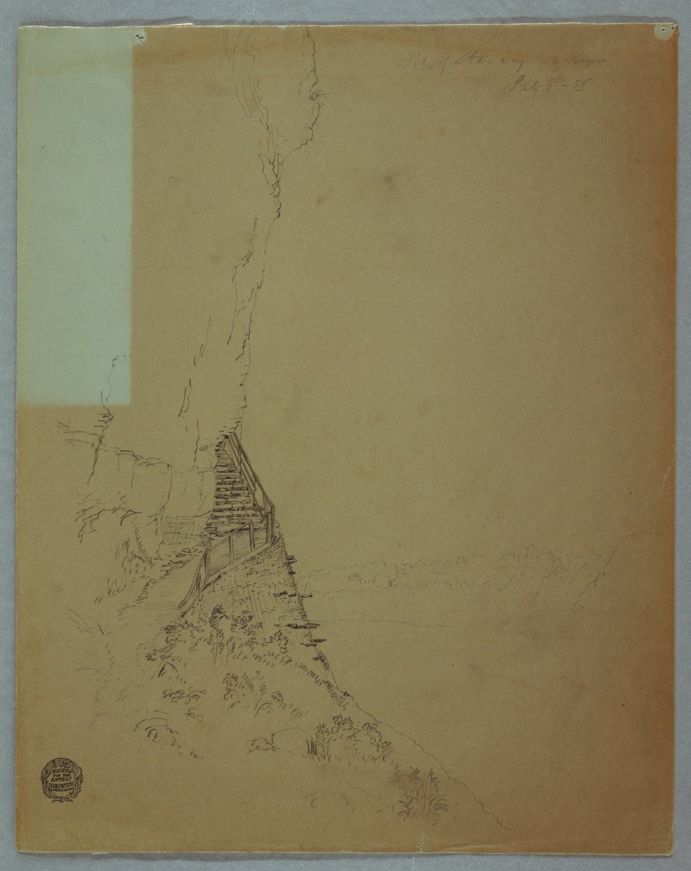 Dibujo, Cataratas del Niágara: "Trozo de escalera en el Niágara", julio de 1856 de Frederic Edwin Church