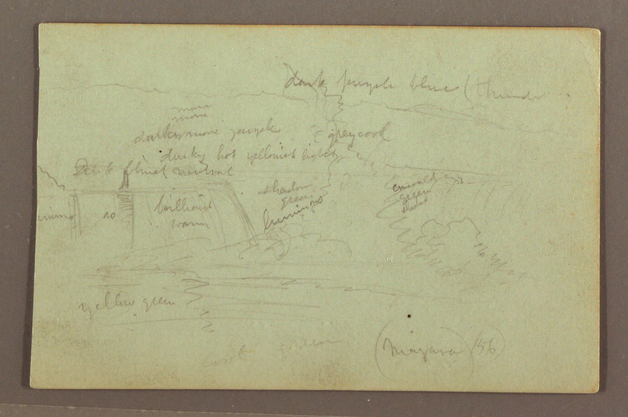 Dibujo, Cataratas del Niágara vistas desde el lado canadiense, 1856 de Frederic Edwin Church