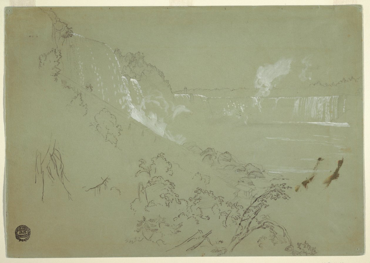 Dibujo, Cataratas del Niágara desde la base de Prospect Point, 1856 o 1858 de Frederic Edwin Church