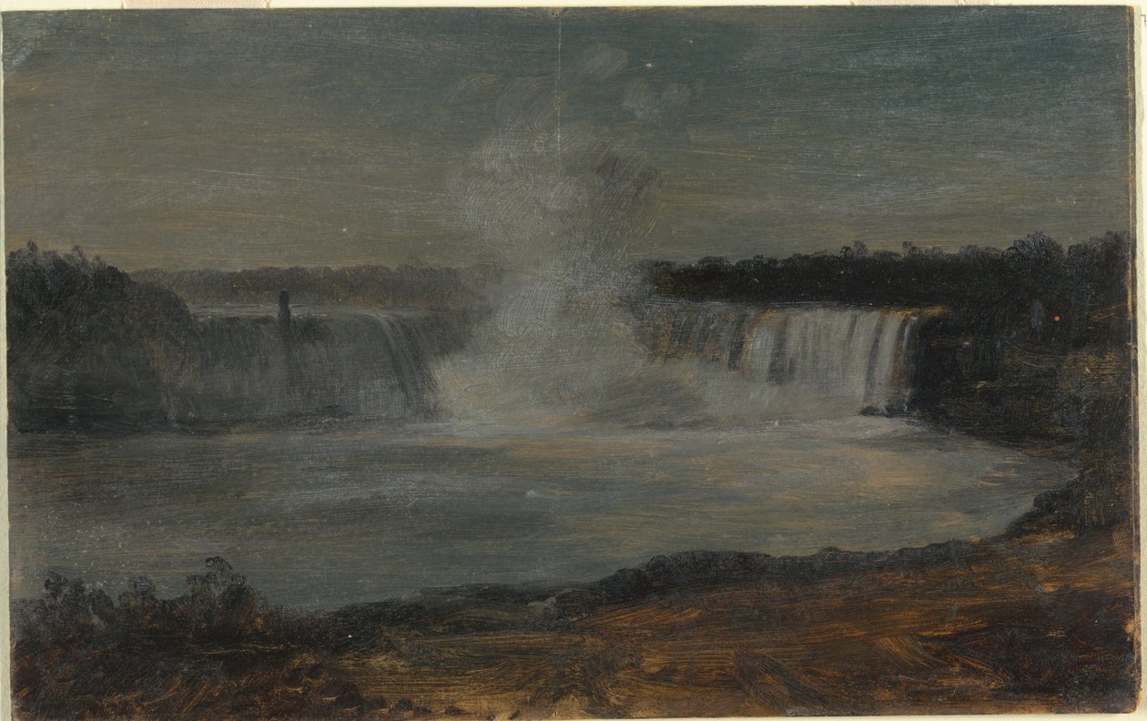 Dibujo, Cataratas del Niágara a la luz del atardecer, septiembre de 1856 de Frederic Edwin Church