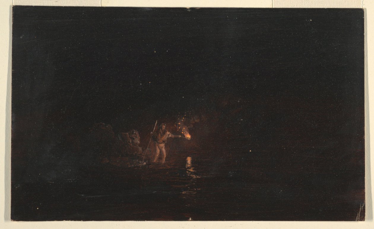 Dibujo, Escena de pesca nocturna, 1868-69 de Frederic Edwin Church