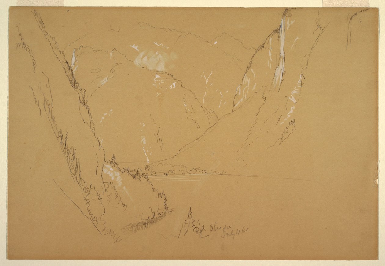 Dibujo, "Obersee", cerca de Berchtesgarden, Baviera, 17 de julio de 1868 de Frederic Edwin Church