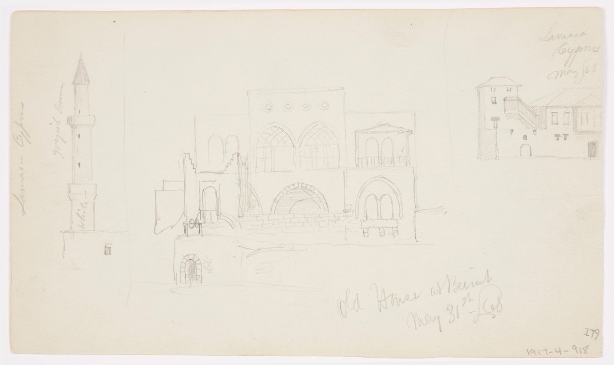 Dibujo, Casa antigua, Beirut, 1868 de Frederic Edwin Church