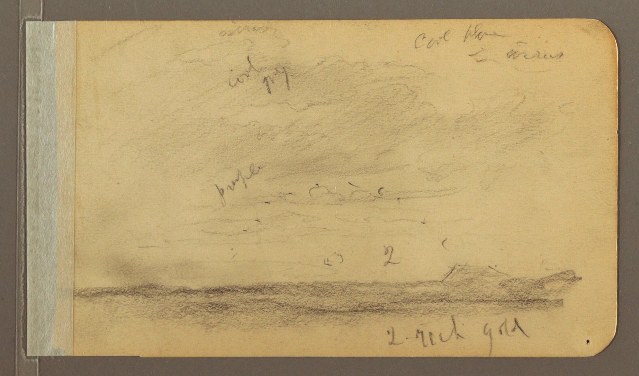 Dibujo, Orizaba; Verso: Cielo nublado, tejado, 1889 de Frederic Edwin Church
