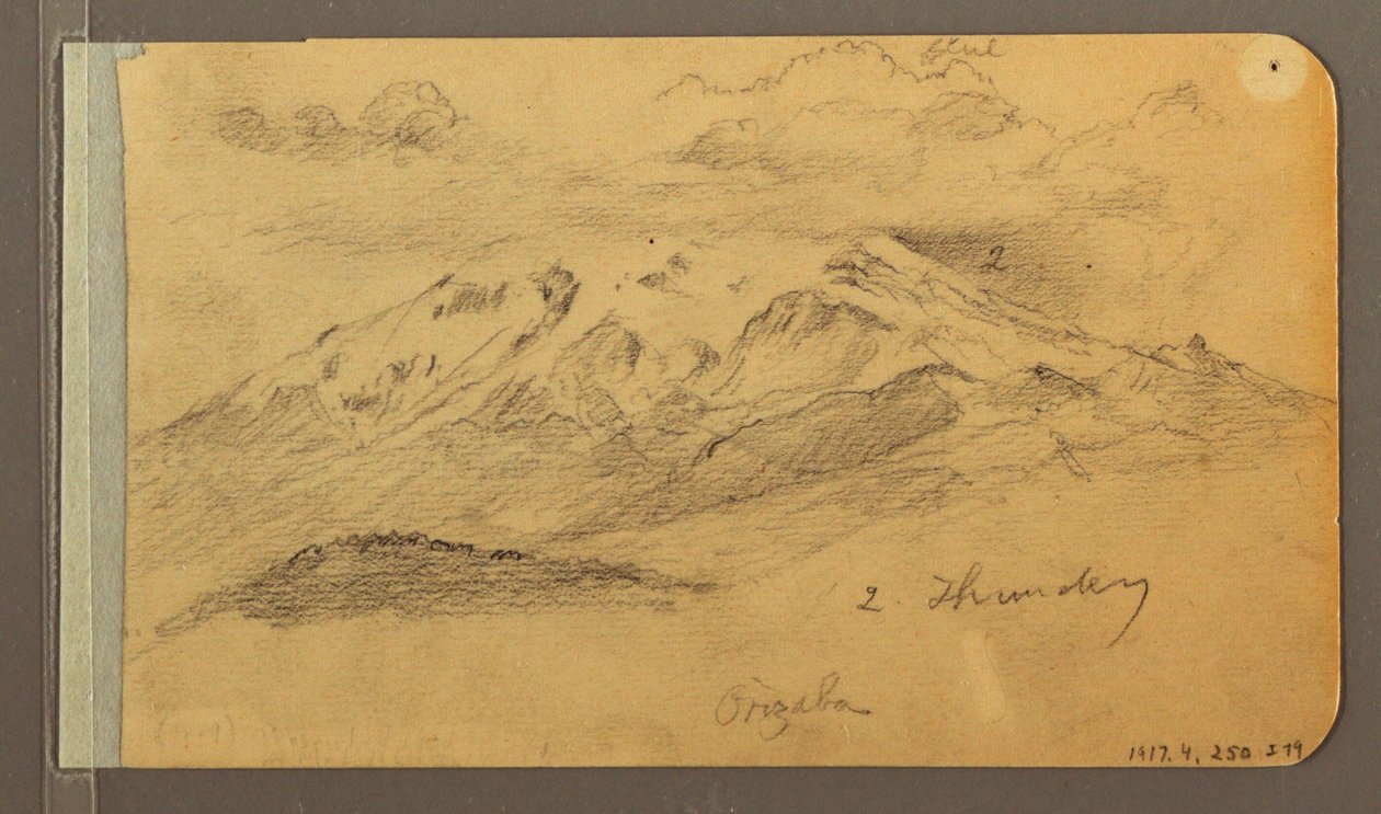 Dibujo, Orizaba; Verso: Cielo nublado, tejado, 1889 de Frederic Edwin Church