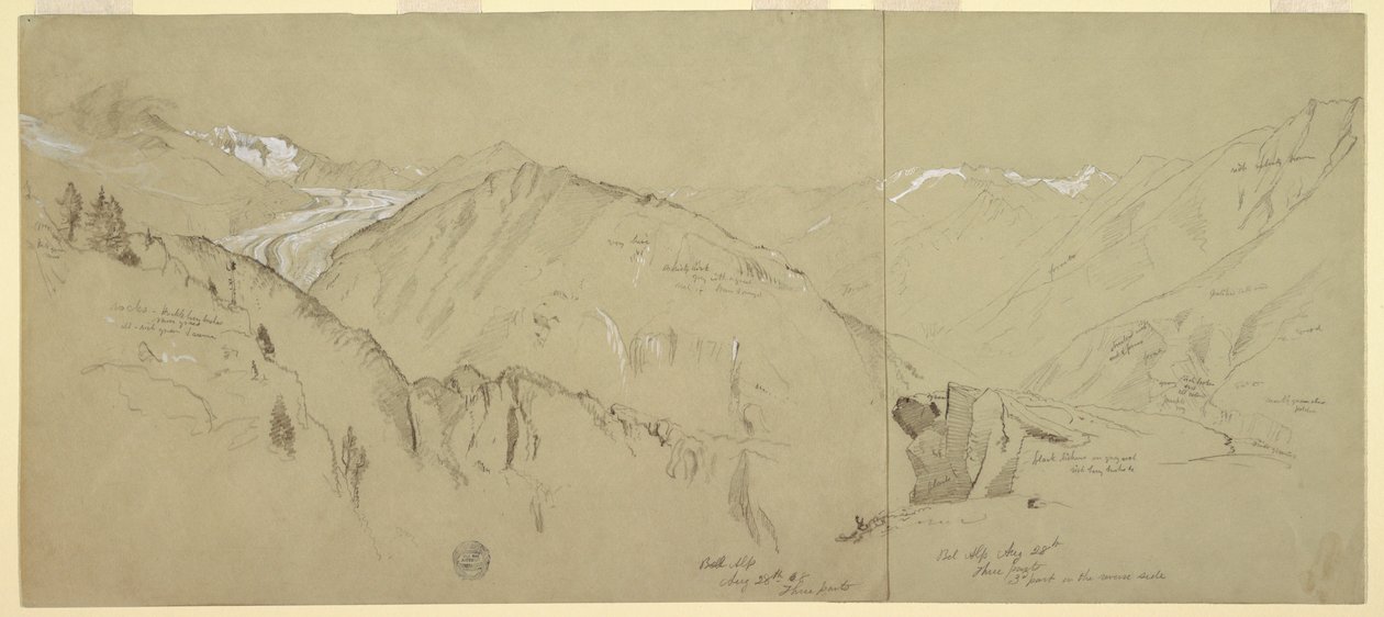 Dibujo, Vista panorámica desde Bel Arp, 1868 de Frederic Edwin Church