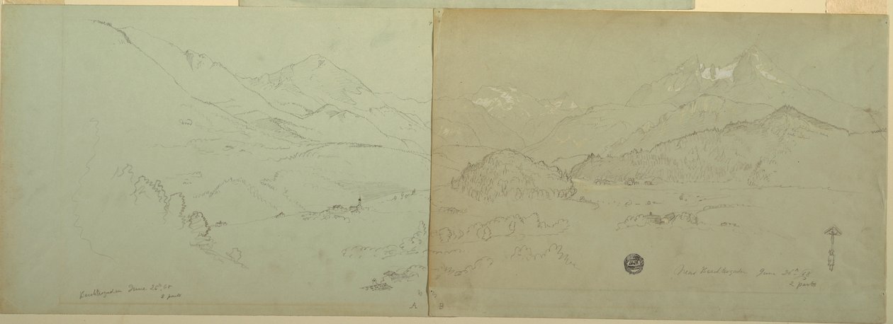 Dibujo, Vista panorámica de Unter-Schönau, 1868 de Frederic Edwin Church