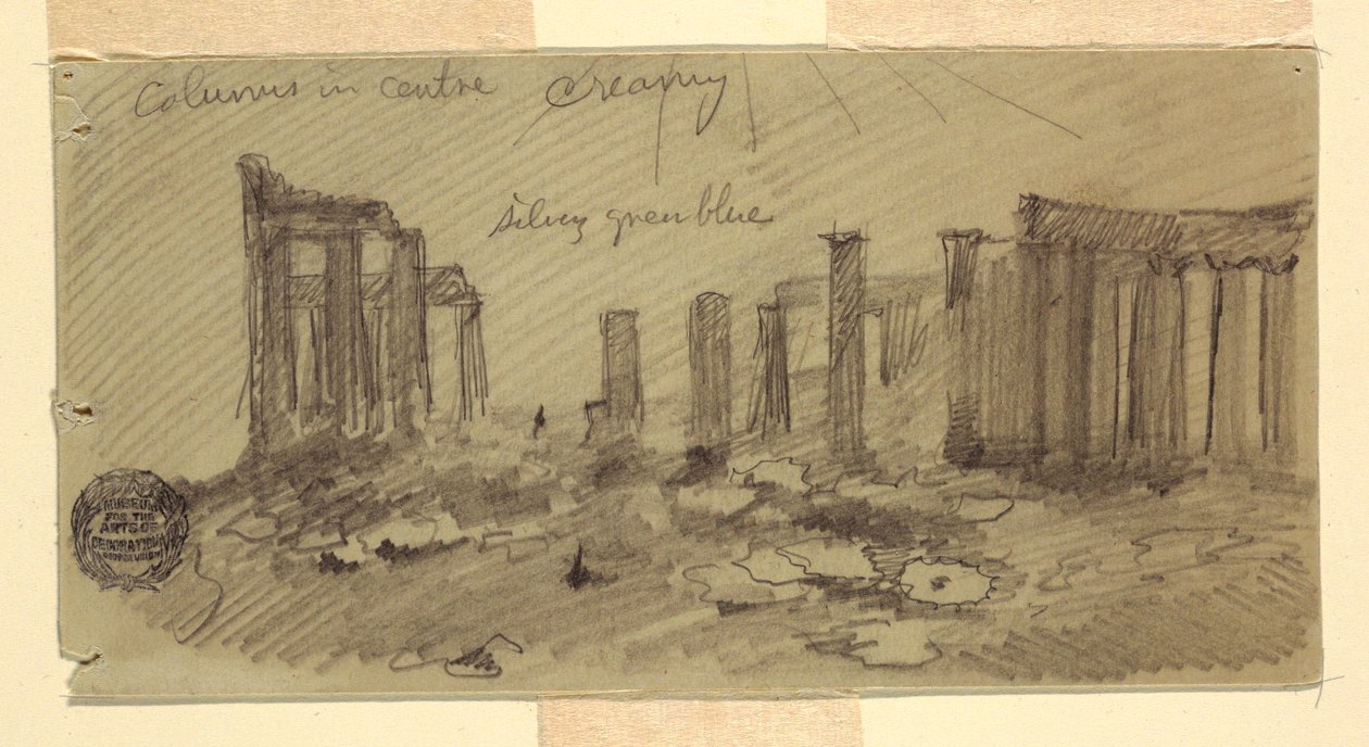 Dibujo, Partenón, Atenas desde el oeste, abril de 1869 de Frederic Edwin Church