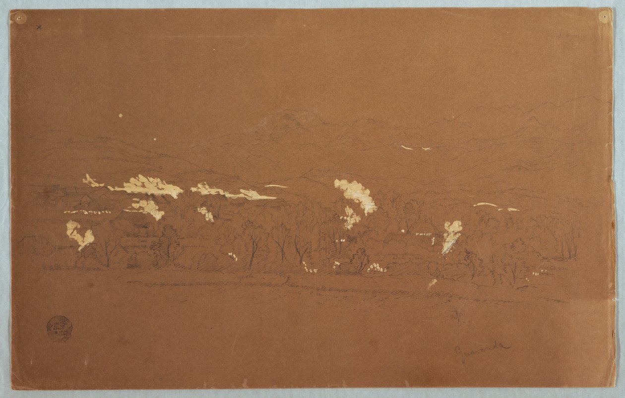 Dibujo, Vista parcial de Guaranda, Ecuador, 3 de junio de 1857 de Frederic Edwin Church