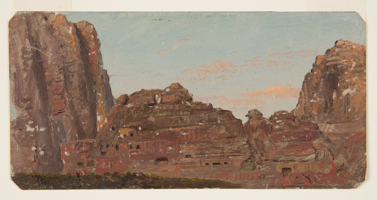Dibujo, Petra, cámaras rupestres de Khirbet en-Nasara, febrero de 1868 de Frederic Edwin Church