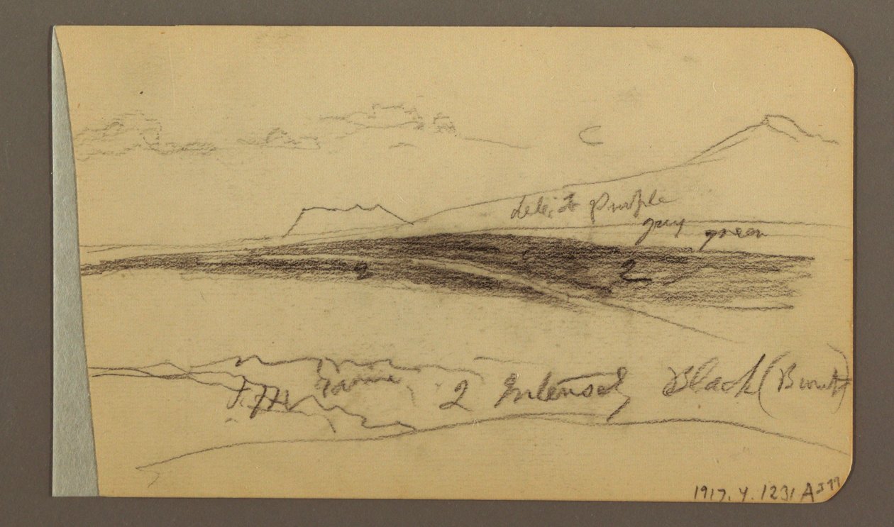 Dibujo, Llanura, colina, ciudad; Verso: Cordillera, 1889 de Frederic Edwin Church