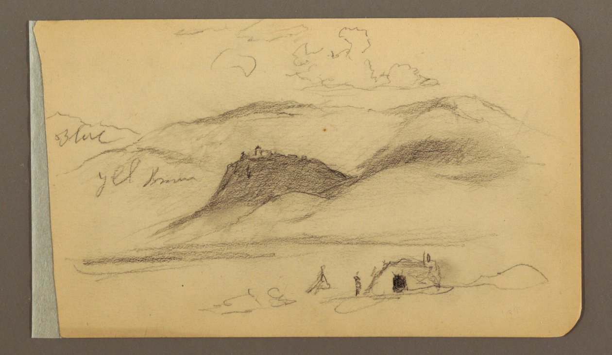 Dibujo, Llanura, colina, ciudad; Verso: Cordillera, 1889 de Frederic Edwin Church