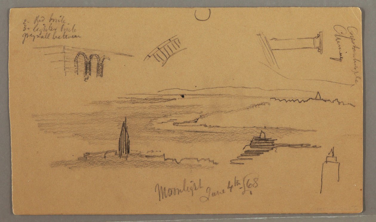 Dibujo, Llanuras, Estudios arquitectónicos, 4 de junio de 1868 de Frederic Edwin Church