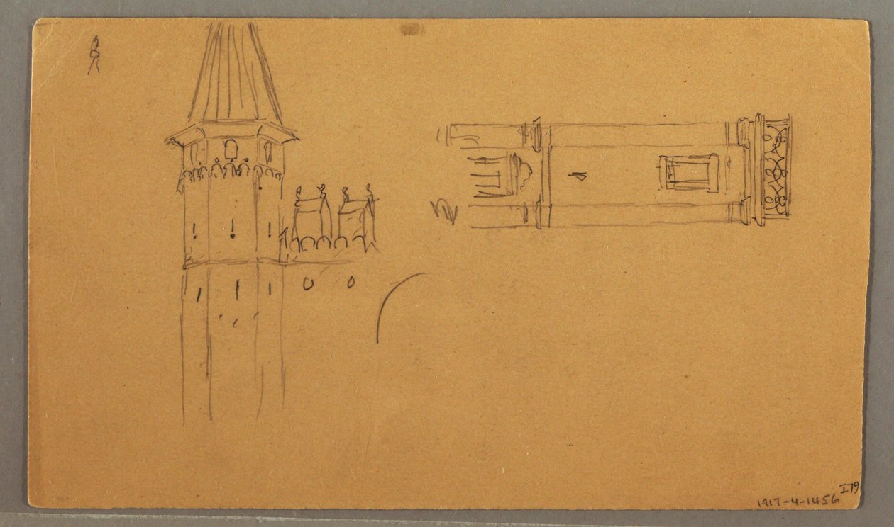 Dibujo, Llanuras, Estudios arquitectónicos, 4 de junio de 1868 de Frederic Edwin Church
