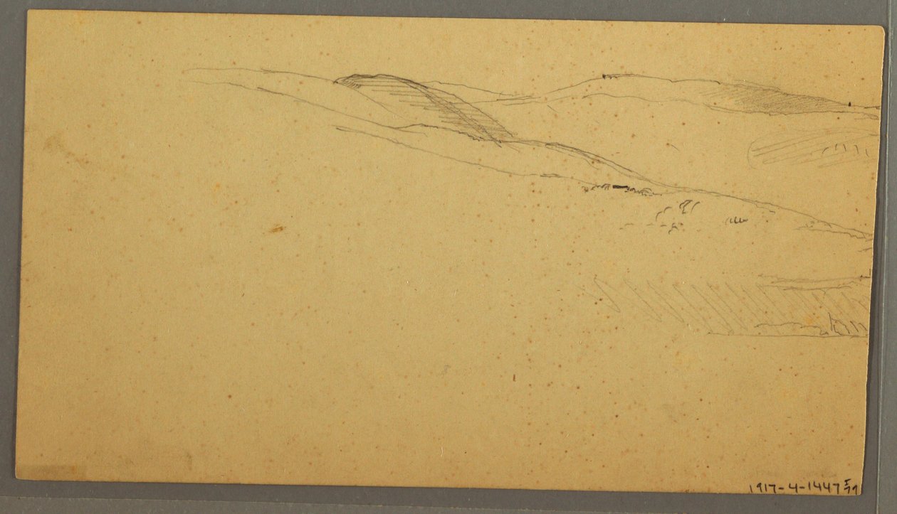 Dibujo, Lluvia sobre colinas, posiblemente 1866 de Frederic Edwin Church