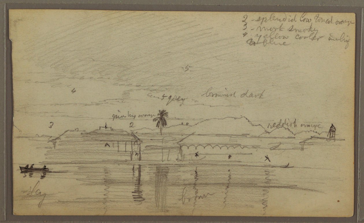 Dibujo, Paisaje fluvial, 1857 de Frederic Edwin Church
