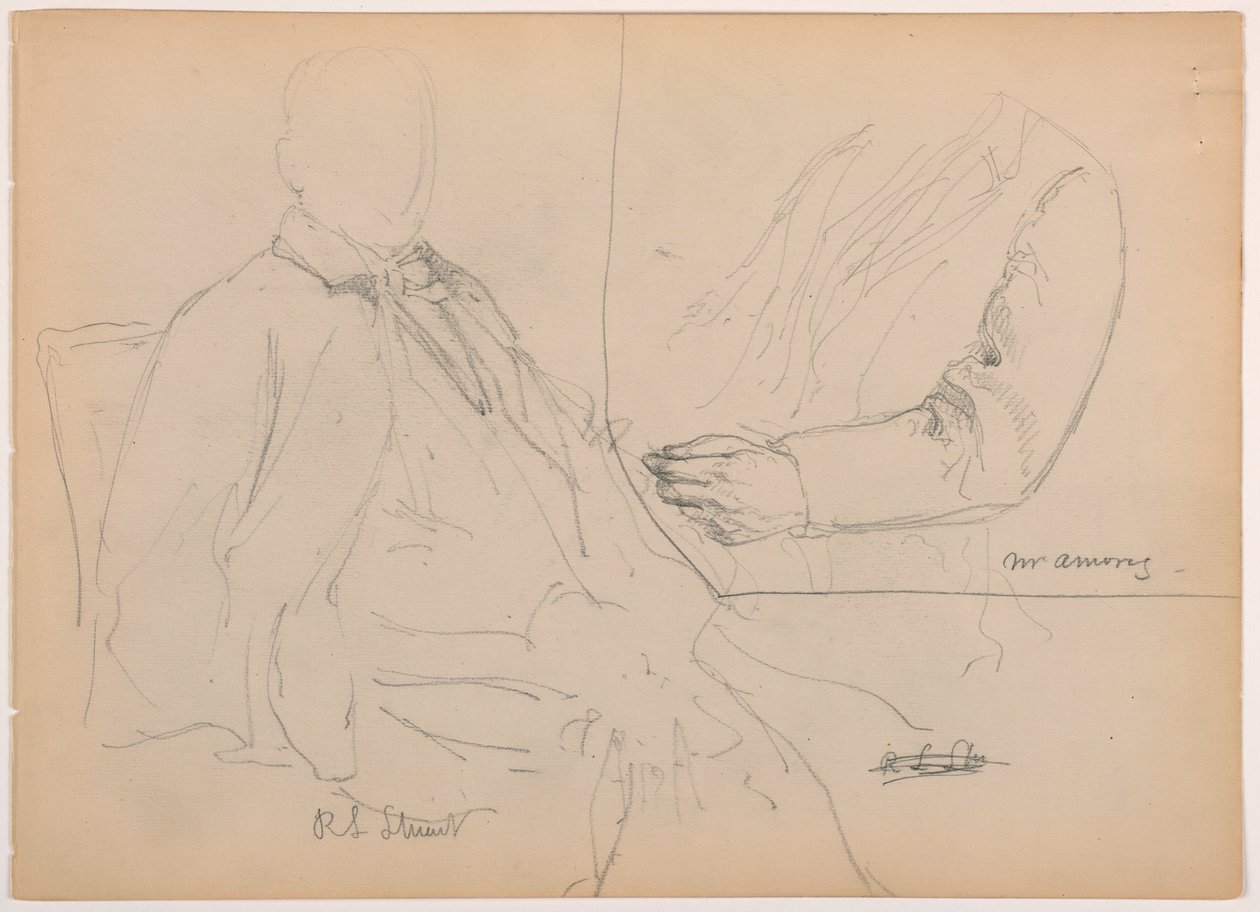 Dibujo, Robert L. Stuart sentado, primer retrato, para el Presbytarian Hospital; Sr. W. ARmory, estudio de tórax y brazos, 1881 de Frederic Edwin Church