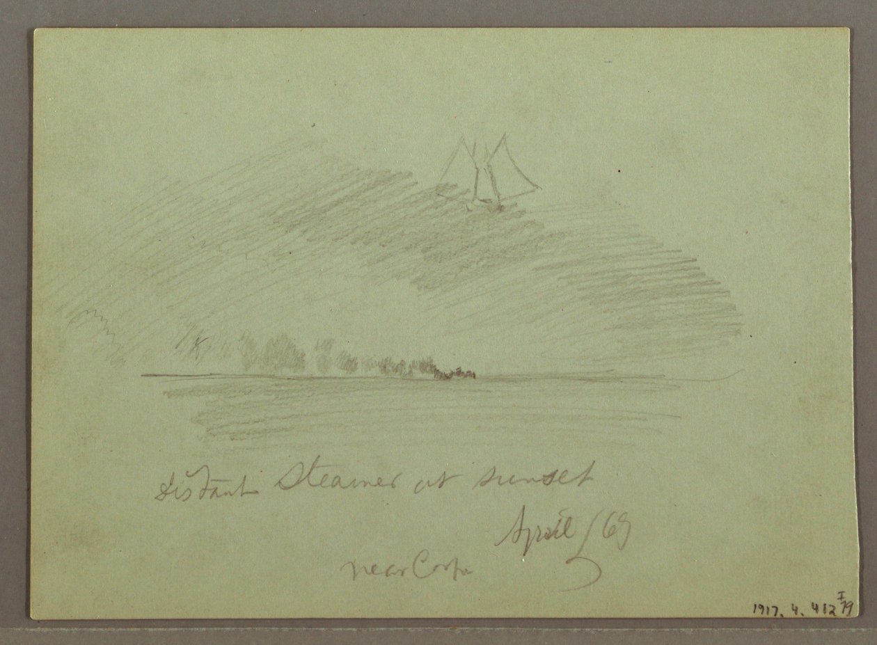 Dibujo, Rocas frente a la costa, Acantilados rocosos junto a la costa, abril de 1869 de Frederic Edwin Church