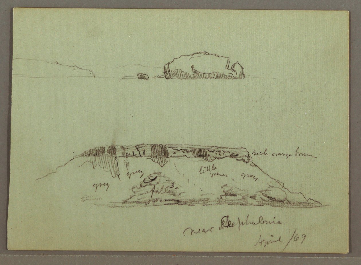 Dibujo, Rocas frente a la costa, Acantilados rocosos junto a la costa, abril de 1869 de Frederic Edwin Church