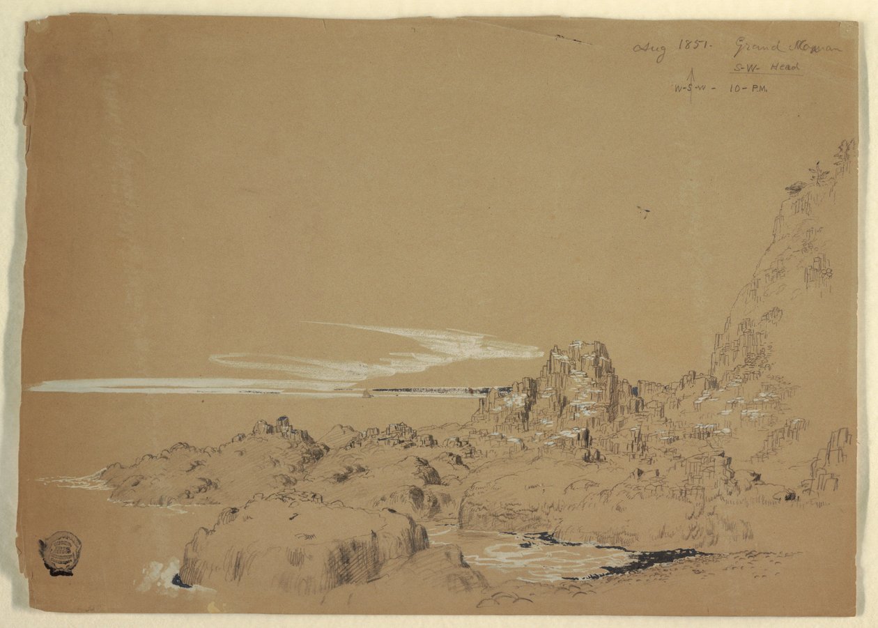 Dibujo, Costa Rocosa, Grand Manan, Canadá, agosto de 1851 de Frederic Edwin Church