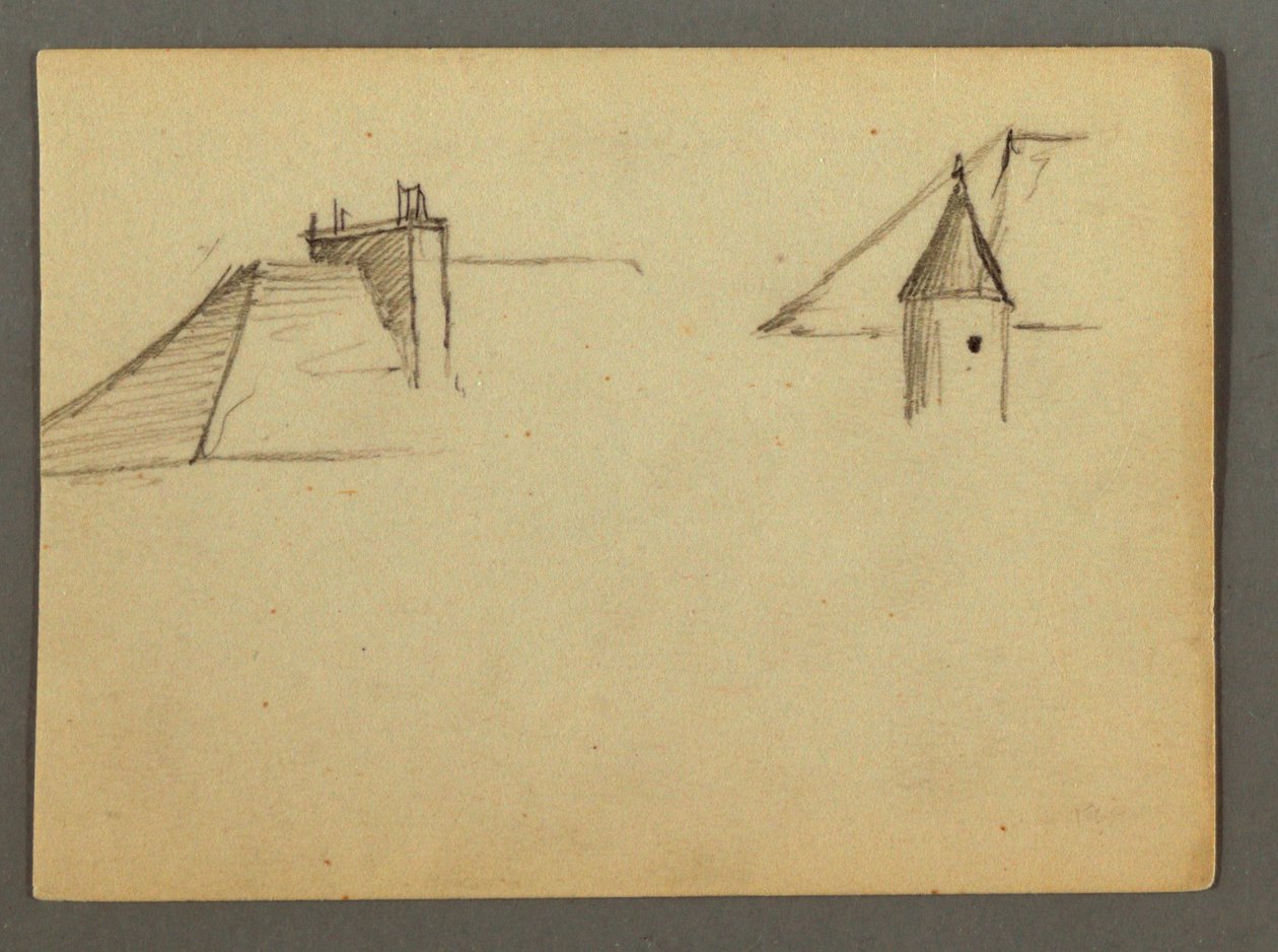 Dibujo, tejado con chimenea, torreta, posiblemente 1868 de Frederic Edwin Church