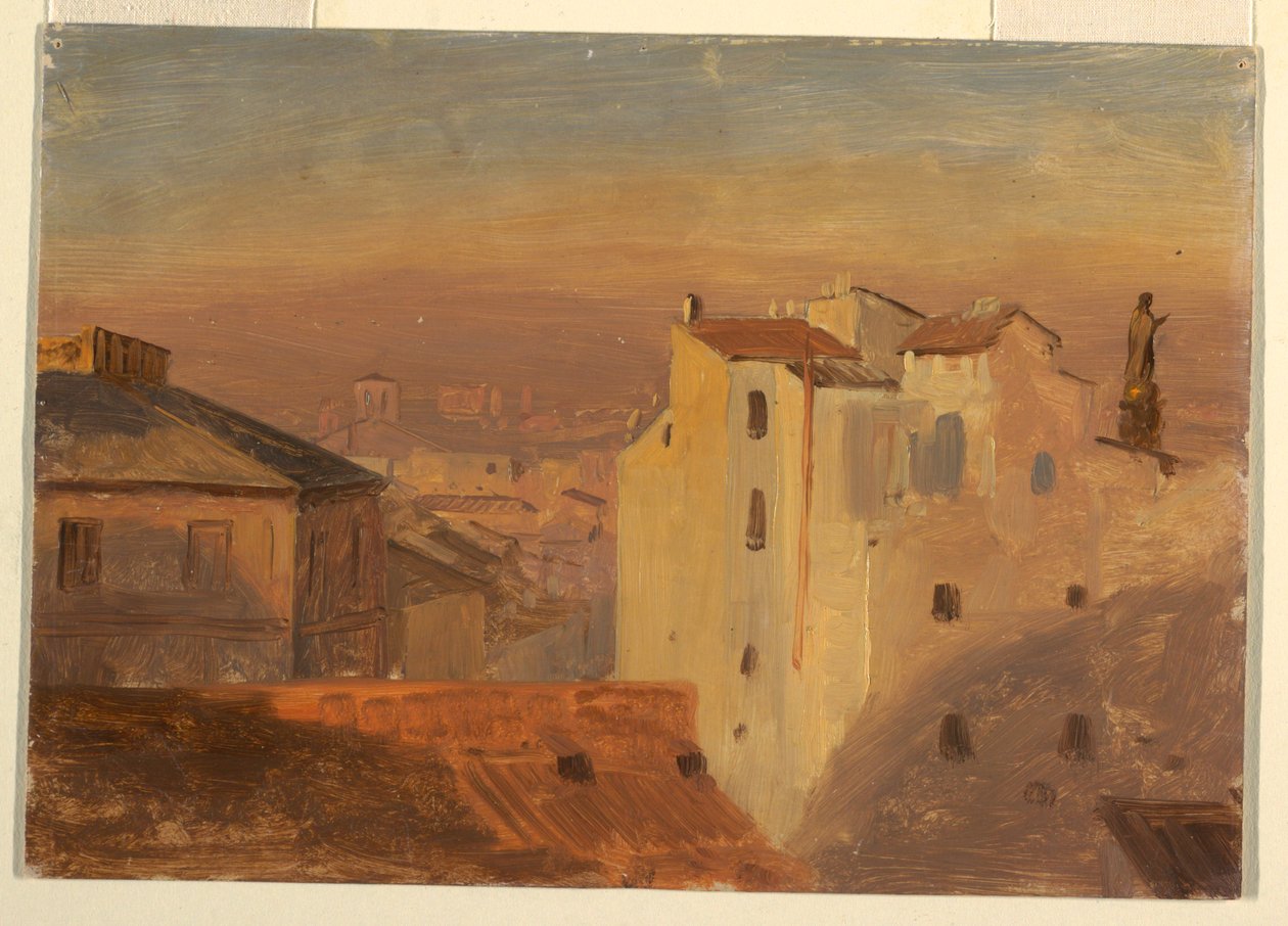 Dibujo, Tejados, Roma, Italia, 1868-69 de Frederic Edwin Church