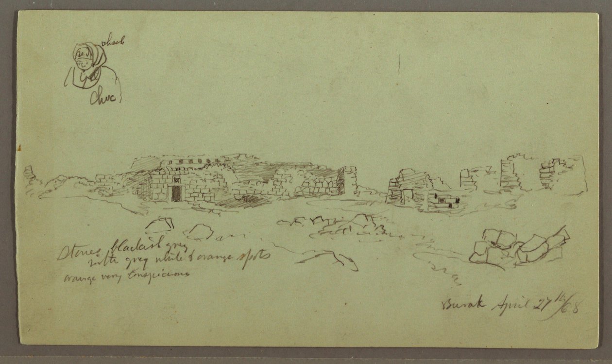 Dibujo, Ruinas, Estudio de figura, 27 de abril de 1868 de Frederic Edwin Church