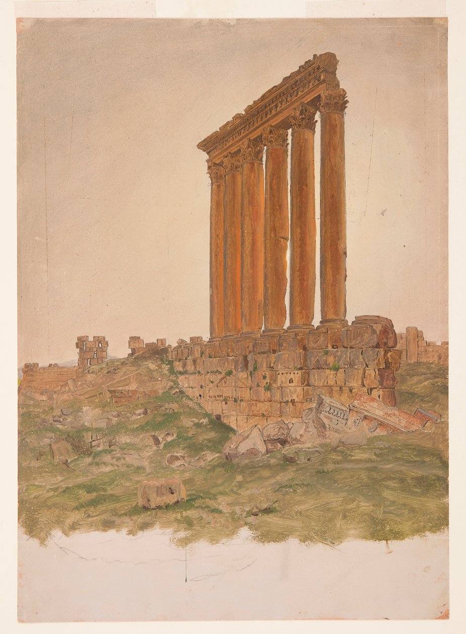 Dibujo, Ruinas del templo de Zeus, Baalbek, mayo de 1868 de Frederic Edwin Church