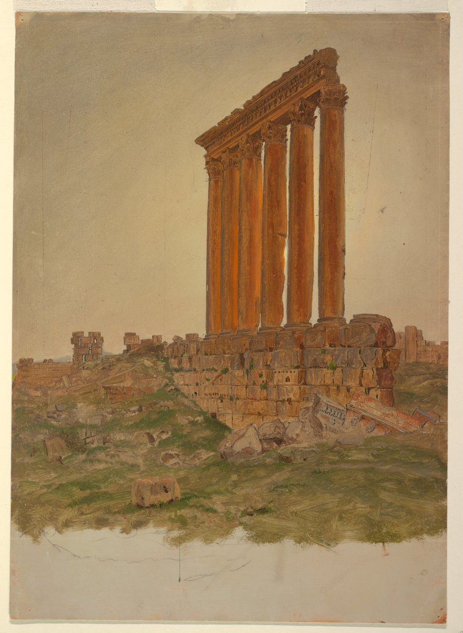 Dibujo, Ruinas del templo de Zeus, Baalbek, mayo de 1868 de Frederic Edwin Church