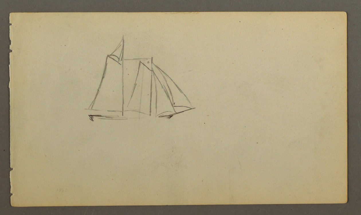 Dibujo, Velero surcando las olas, posiblemente 1860 de Frederic Edwin Church