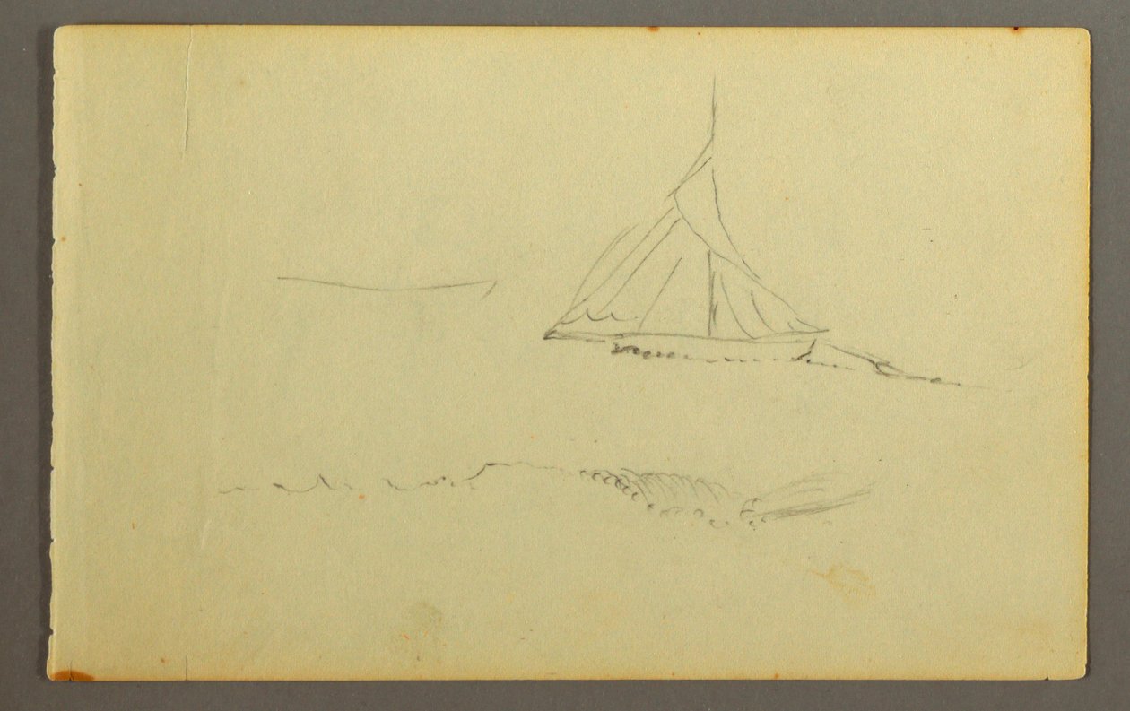 Dibujo, Velero visto desde babor, 1845 de Frederic Edwin Church