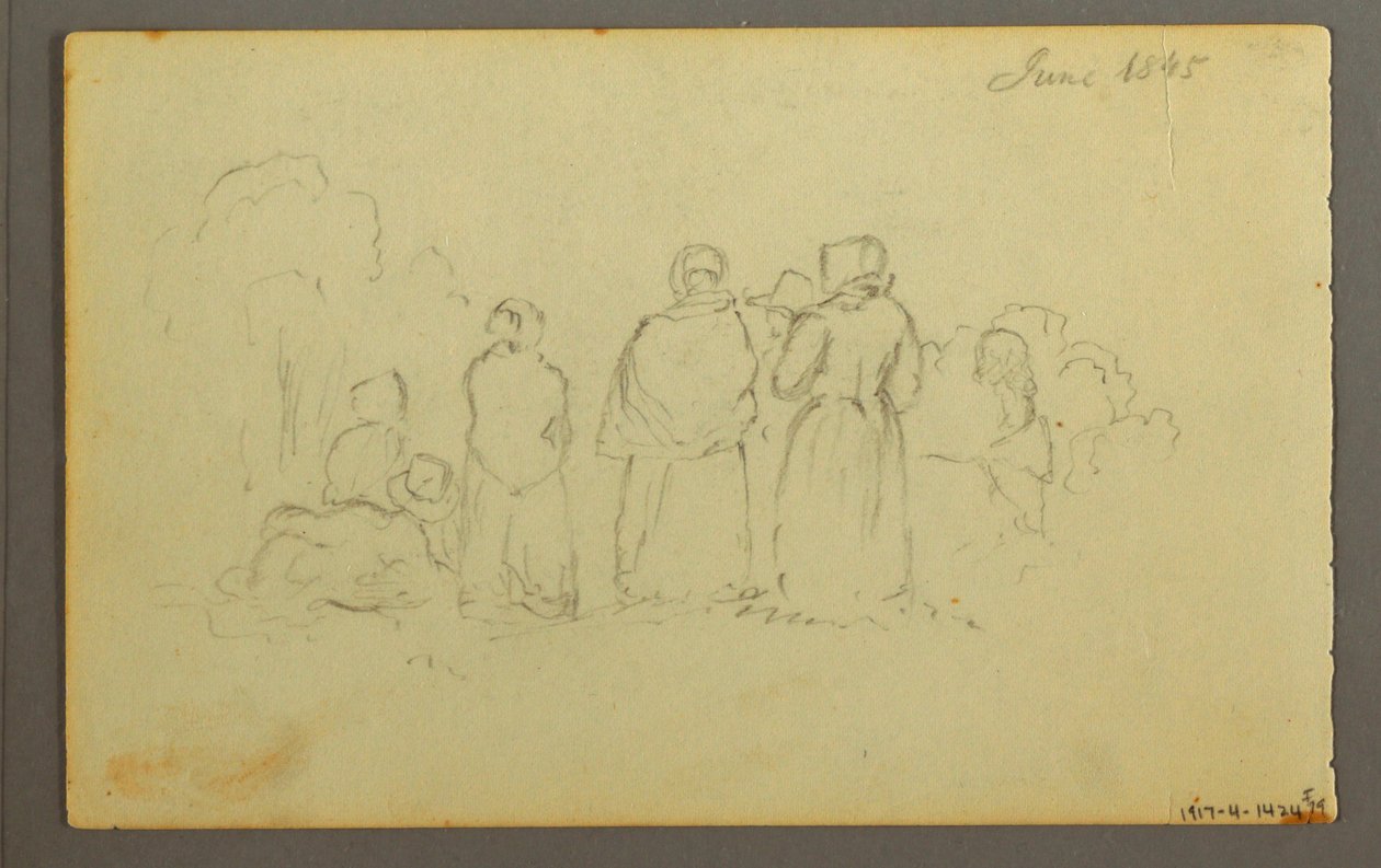 Dibujo, Velero visto desde babor, 1845 de Frederic Edwin Church
