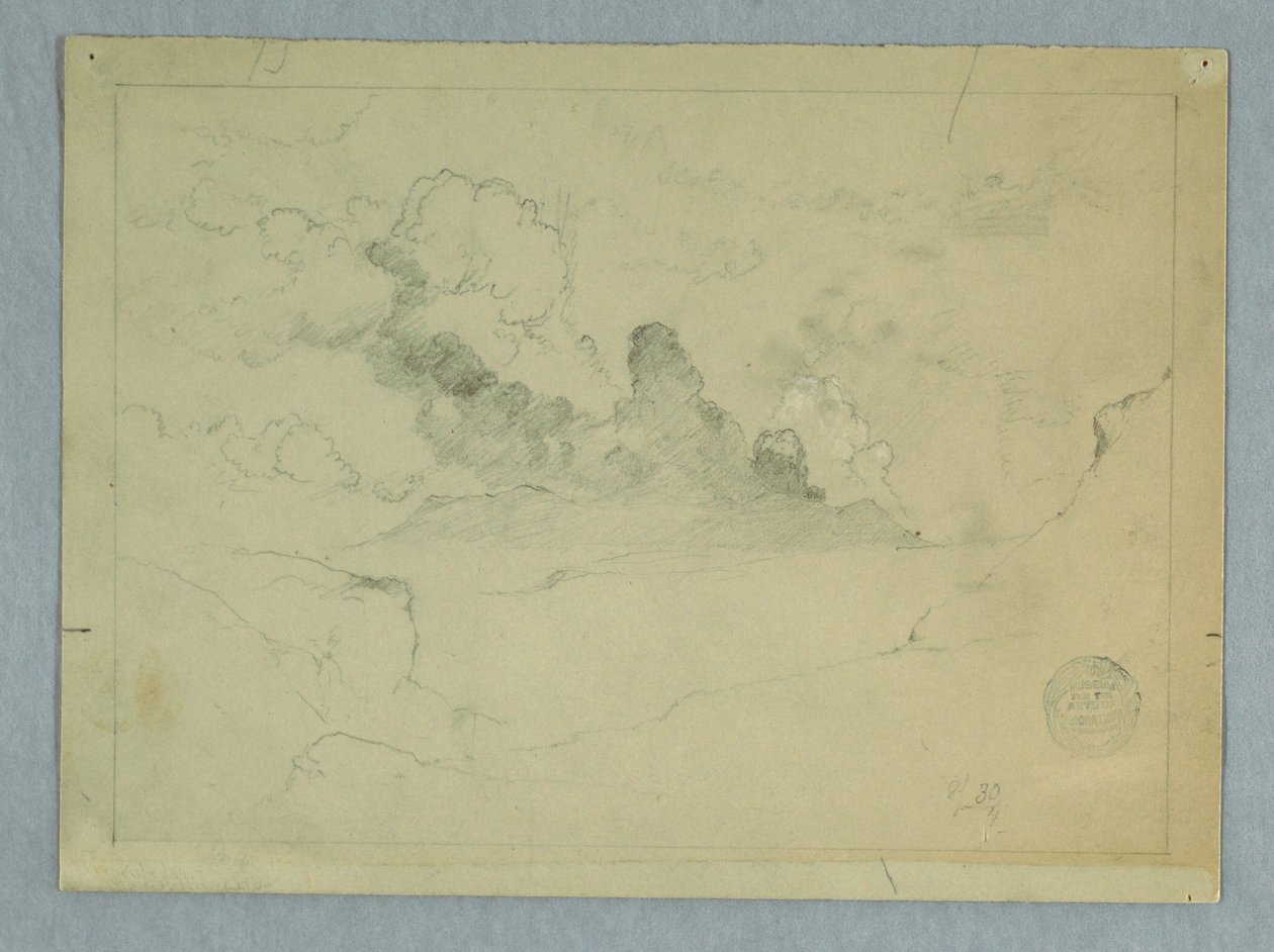 Dibujo, Volcán Sangay en erupción, Ecuador, 1857-62 de Frederic Edwin Church