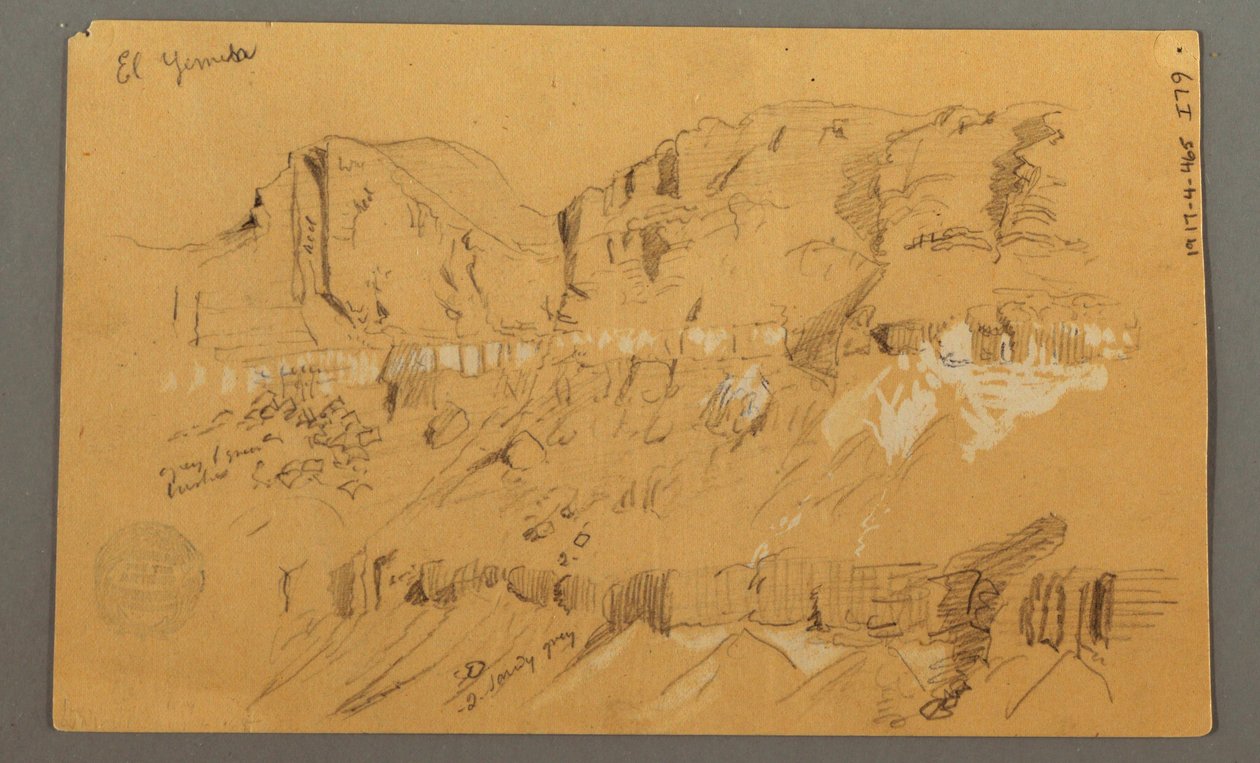 Dibujo, Bocetos, Valle de El Yemen, "Arabia", posiblemente 1868, 20 de febrero de Frederic Edwin Church