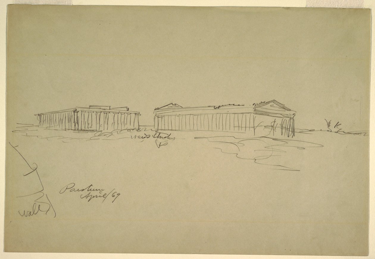 Dibujo, Bocetos, Paestum, Italia meridional, abril de 1869 de Frederic Edwin Church