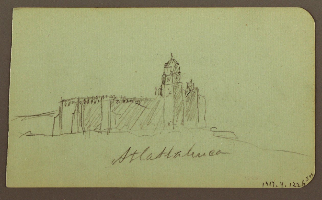 Dibujo, Bocetos de Patzcuaro; Verso: Iglesia,Atlatahuca, 1883 de Frederic Edwin Church