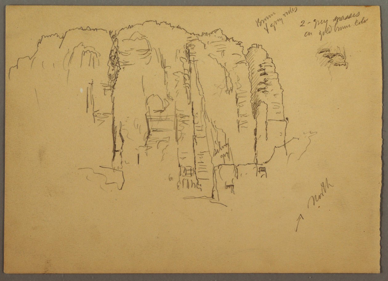 Dibujo, Bocetos de Petra, Jordania, febrero de 1868 de Frederic Edwin Church