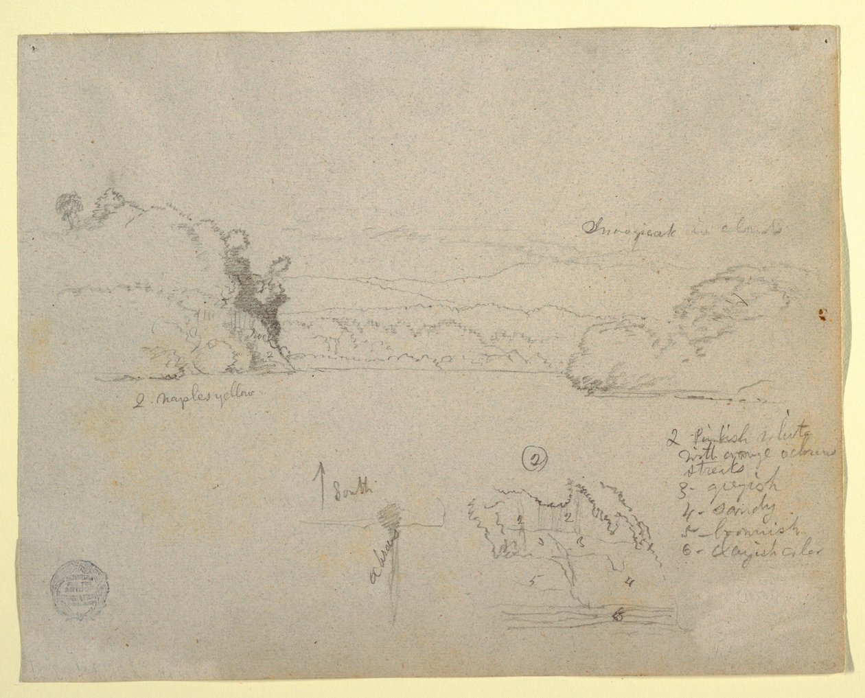 Dibujo, Bocetos de Sudamérica, 1853, probablemente mayo de Frederic Edwin Church