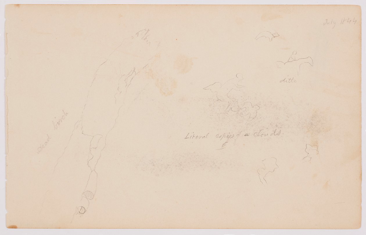 Dibujo, Bocetos de nubes y abedul muerto, julio de 1844 de Frederic Edwin Church