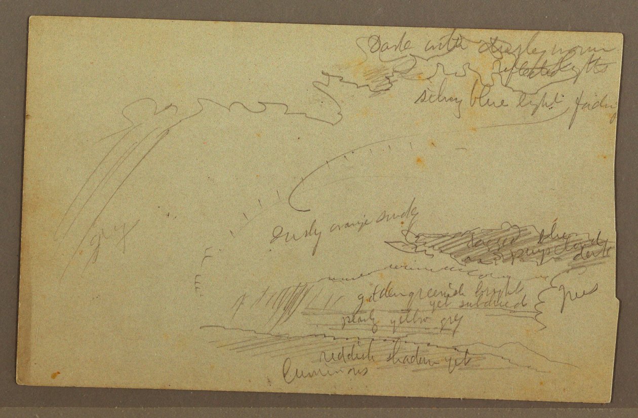 Dibujo, Estudio del cielo, crestas montañosas, arco iris, década de 1860 de Frederic Edwin Church