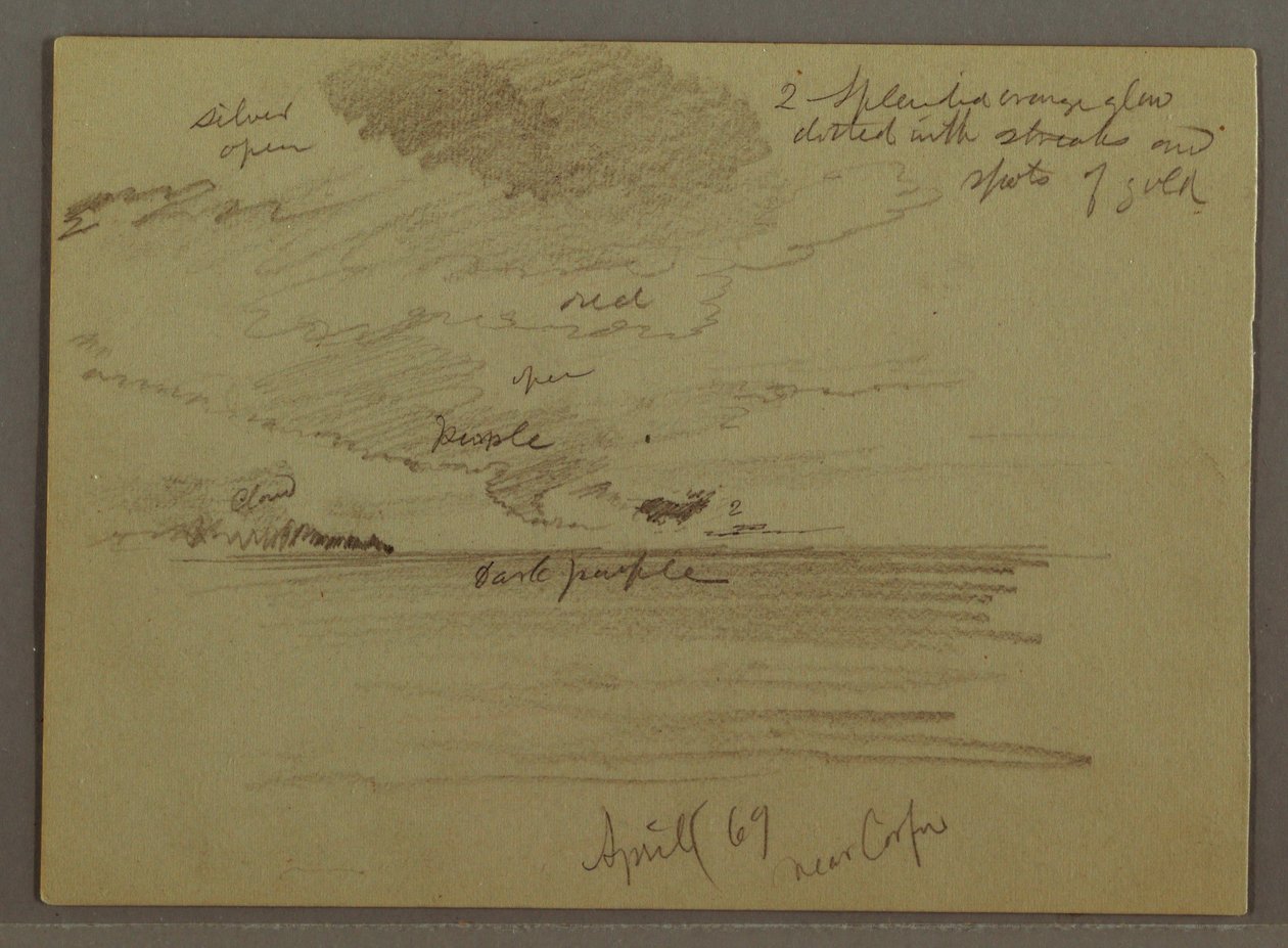 Dibujo, Estudio del cielo sobre el mar, abril de 1869 de Frederic Edwin Church
