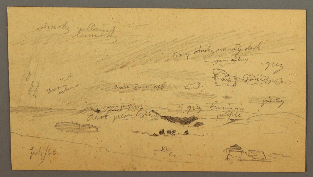 Dibujo, Estudio del cielo sobre cresta y arco iris, julio de 1866 de Frederic Edwin Church