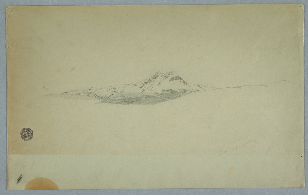 Dibujo, Cumbre nevada del volcán, 1850-60 de Frederic Edwin Church