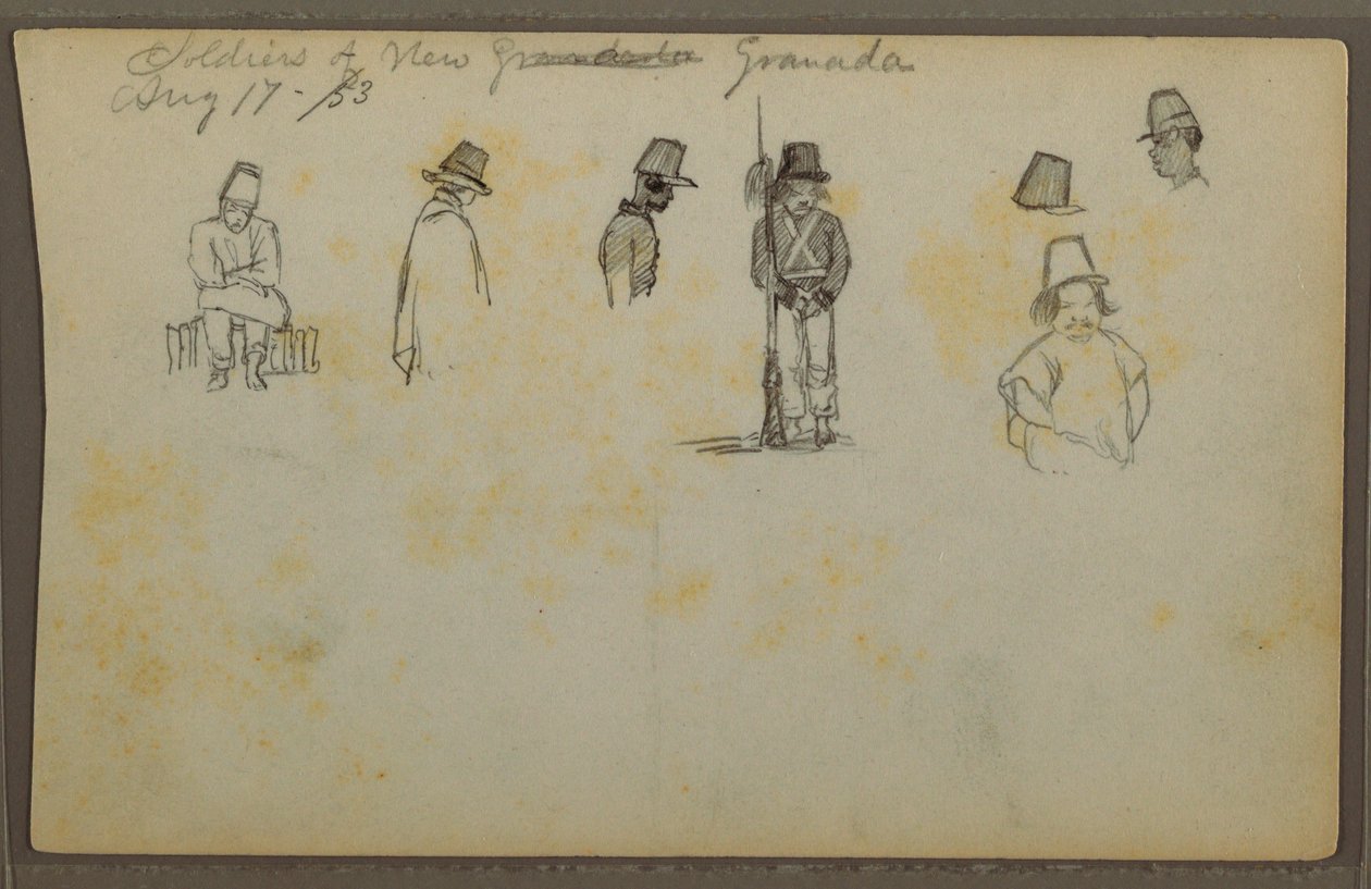 Dibujo, Soldados de Nueva Granada, Colombia, 17 de agosto de 1853 de Frederic Edwin Church
